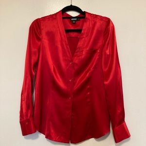 Red Silk DKNY blouse